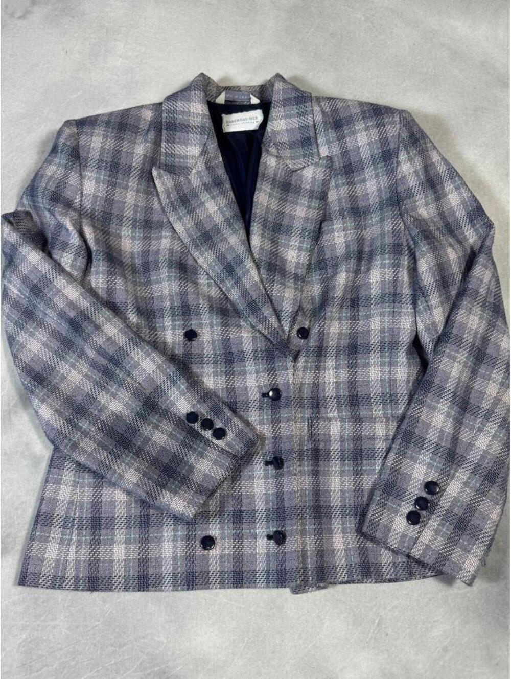 Vintage late 80s / early 90s Plaid Double Breasted Blazer Oversized 12/14